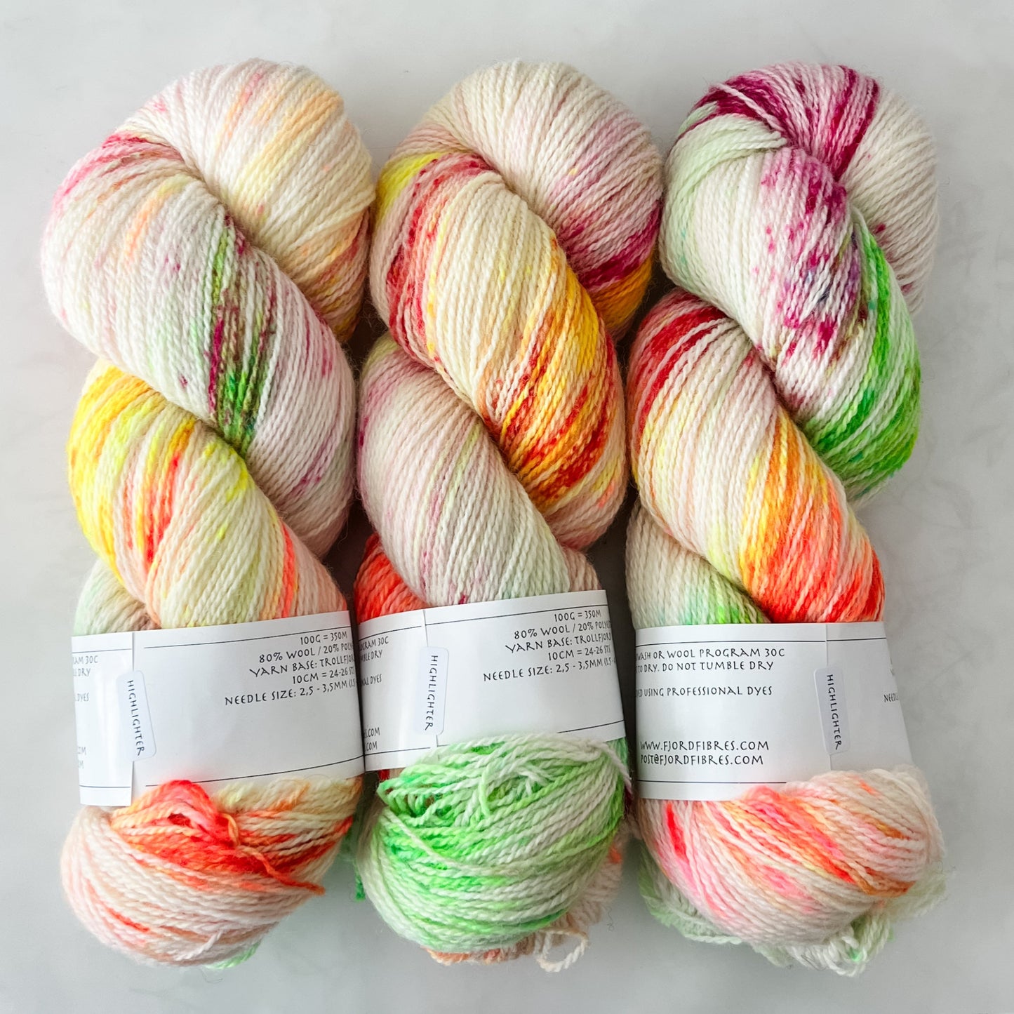 Fjord Wondering # Highlighter - Trollfjord sock - Hand Dyed Yarn - Variegated Yarn