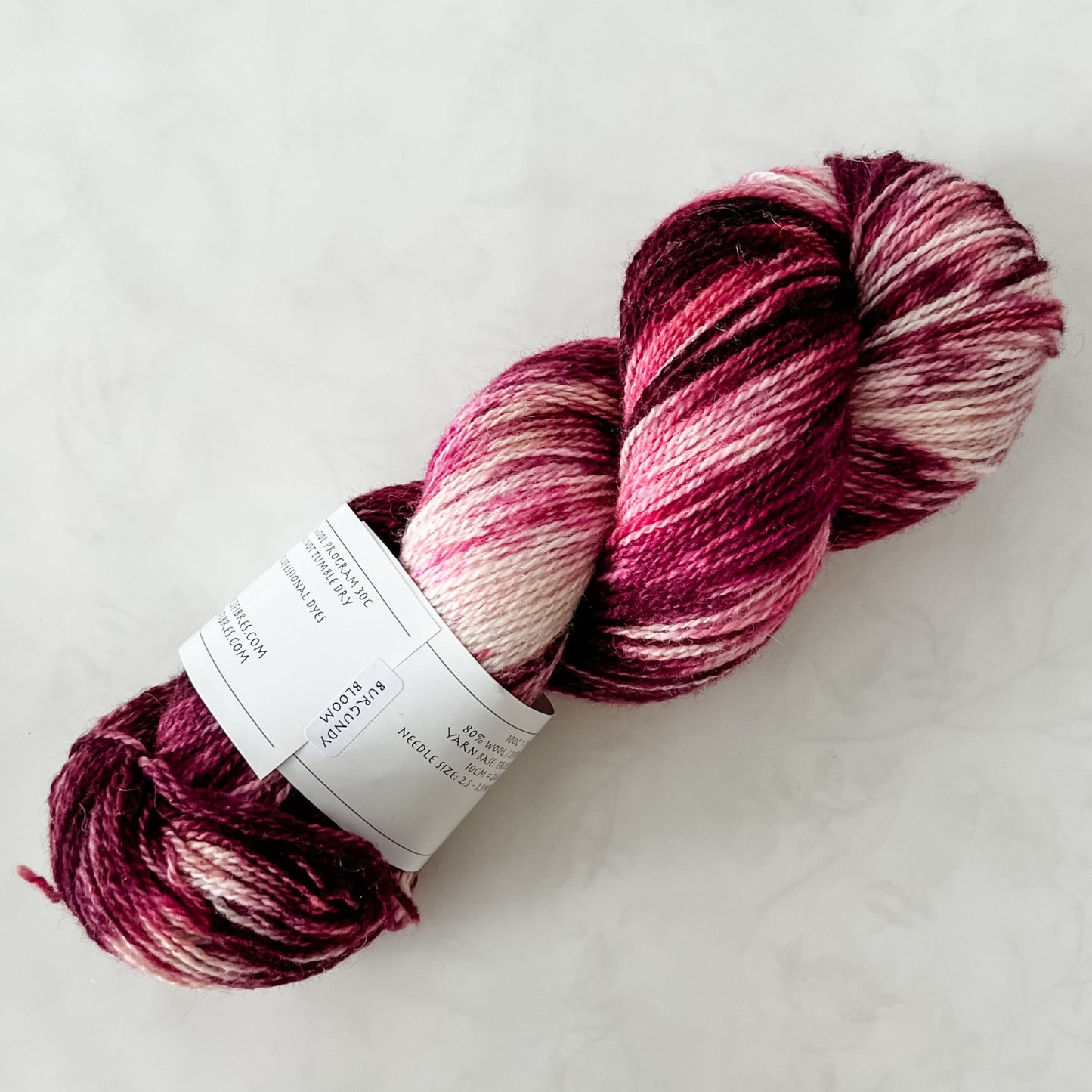Burgundy Bloom - Trollfjord sock - Variegated Yarn - Hand dyed yarn