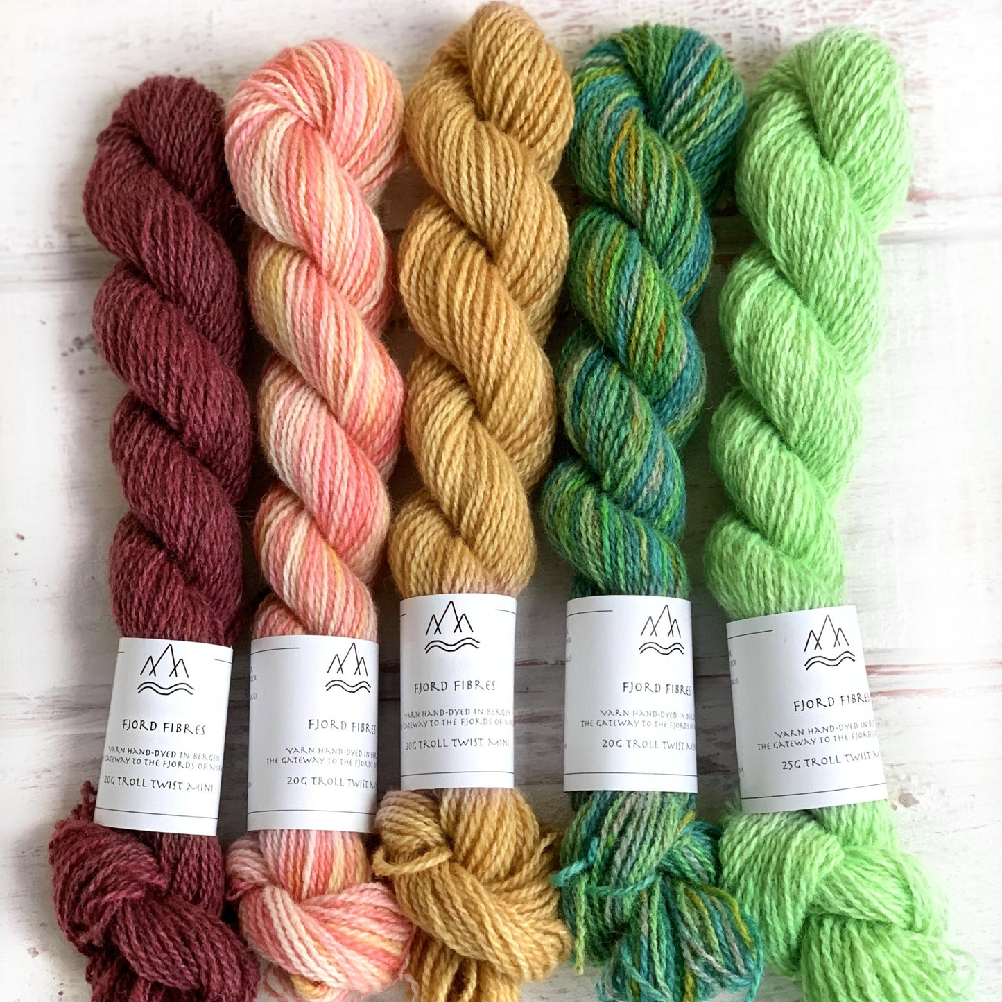 Garden Walk Mini Skein Set - Trollfjord Sock - Hand Dyed Yarn - Variegated Yarn