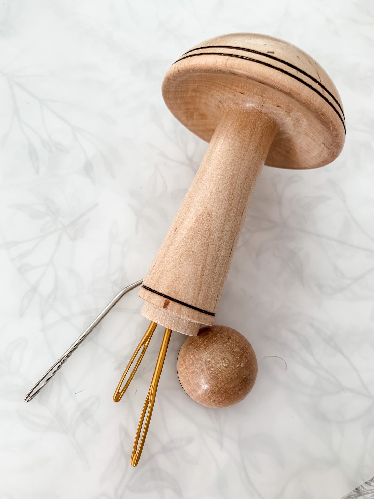 Darning mushroom with needle compartment - Sock repair