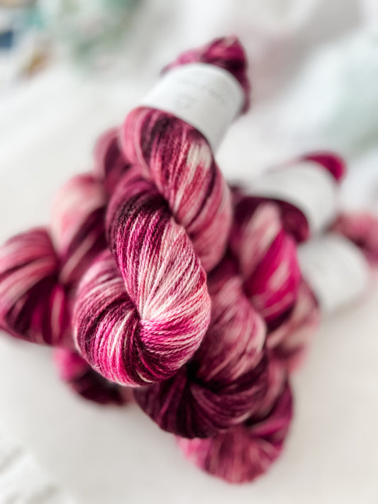 Burgundy Bloom - Trollfjord sock - Variegated Yarn - Hand dyed yarn