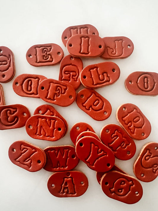 Leather Alphabet Tag - Sew on Leather Tag