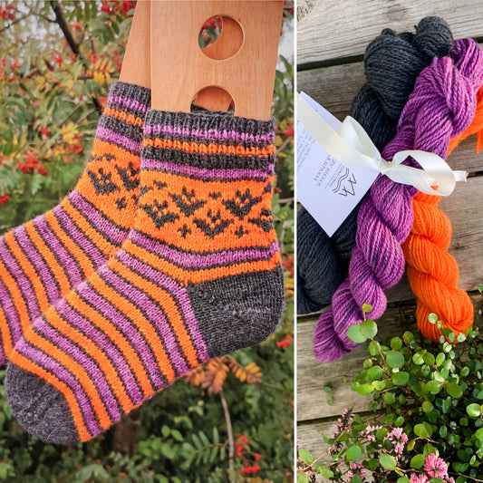 Batzy socks - Yarn Kit - Yarn and Printed Pattern in English/Norwegian