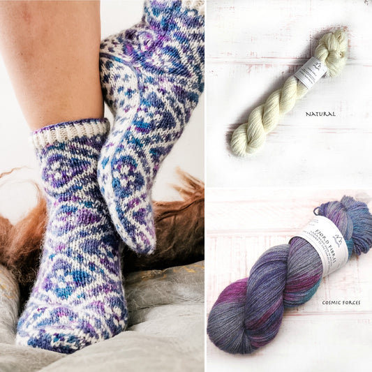 Fleur Élise Socks - Yarn Kit  - Yarn and Printed Pattern in English/Norwegian