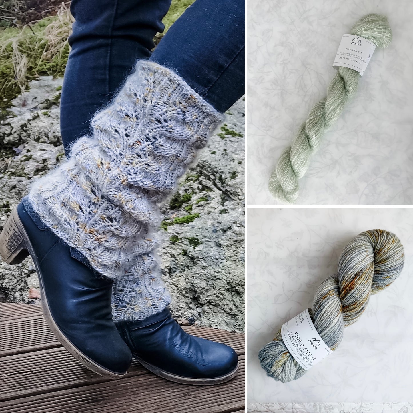 Sarina Leg Warmers Yarn Kit - Oxidation/Sage - Yarn and Printed Pattern in English/Norwegian
