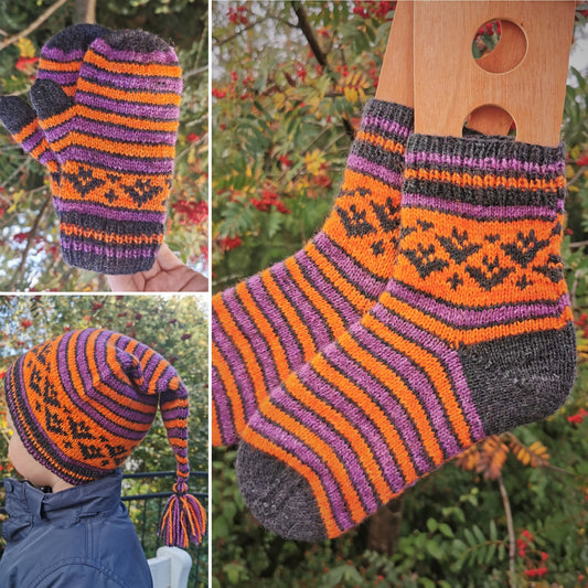 Batzy Socks, Hat and Mittens - Pattern Only -  Digital Pattern in English/Norwegian - Norwegian design