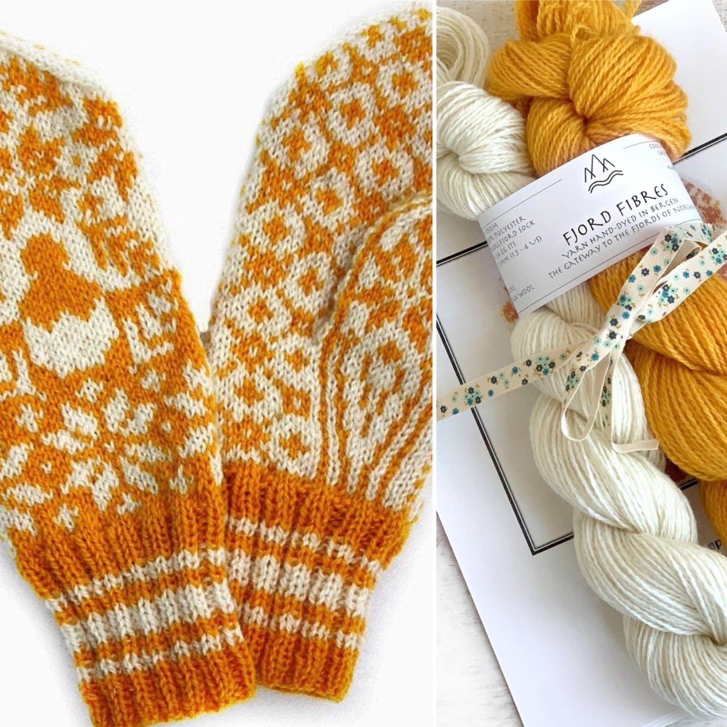 Litttle Chicken Norwegian Mittens Kit - 2 x 50g yarn and Printed Pattern in English/Norwegian