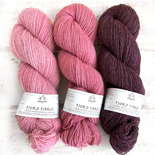 All the Pinks Gradient Set - Trollfjord Sock - Variegated Yarn - Hand dyed yarn