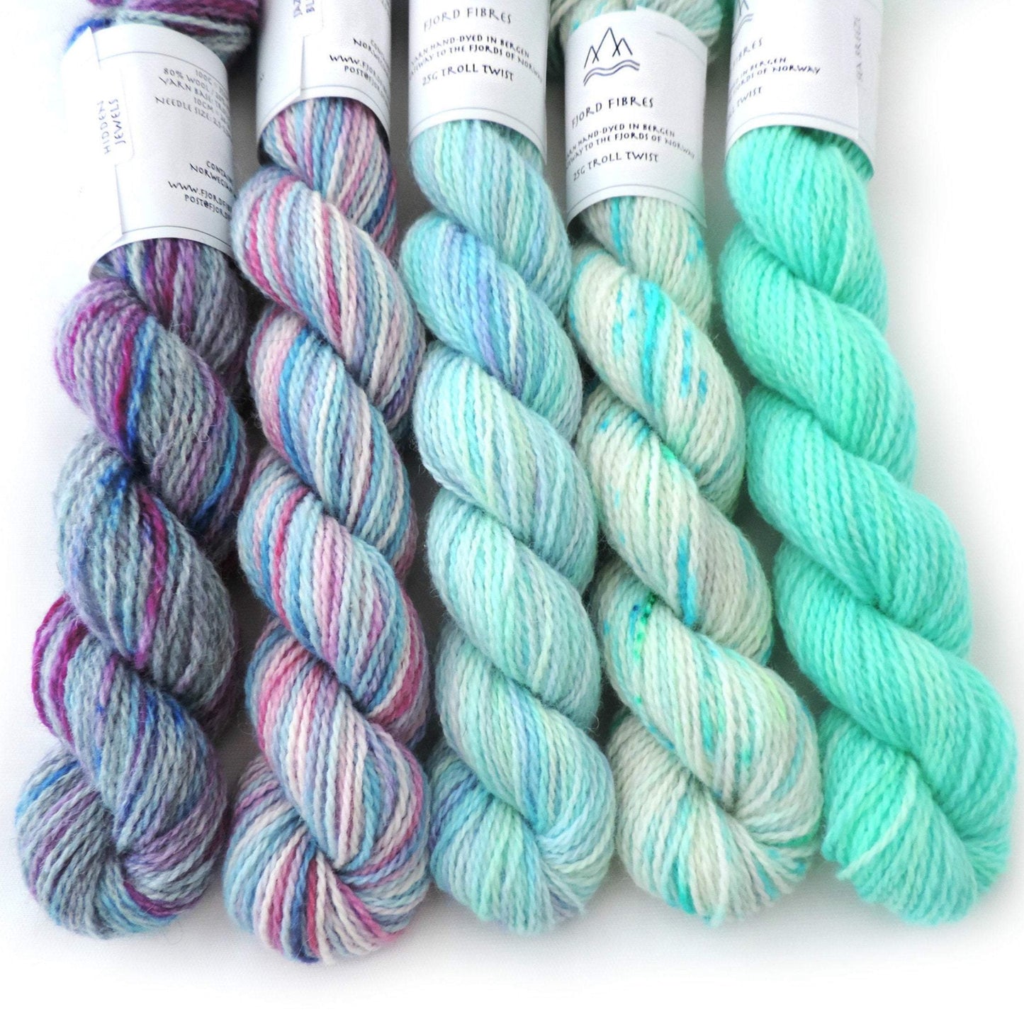 Blue Calm Mini Skein Set - Trollfjord Sock - Hand Dyed Yarn - Variegated Yarn