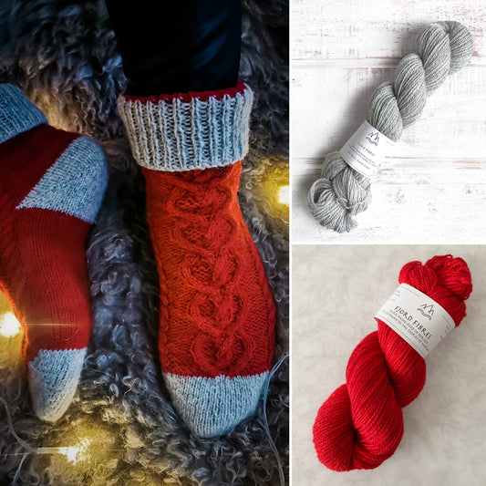 Christmas Edition Yarn Kit  of Love is in the Air Socks  -   Pattern in English/Norwegian - Norwegian design
